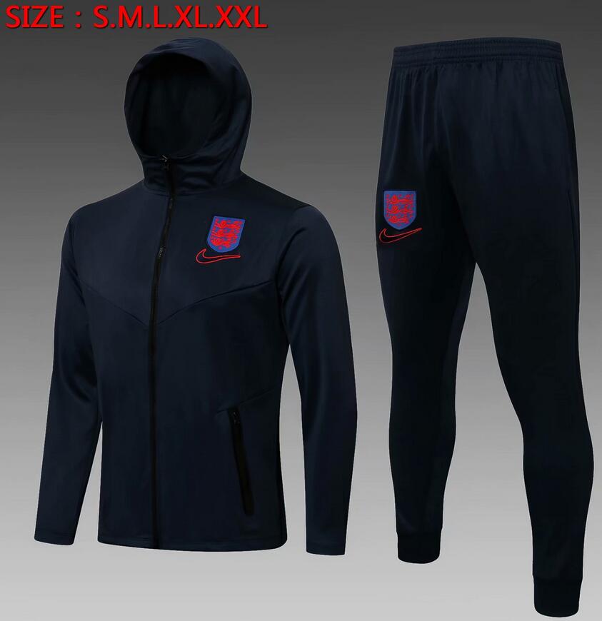 2021/22 England Dark Blue Training Kits Hoodie Jacket with Pants